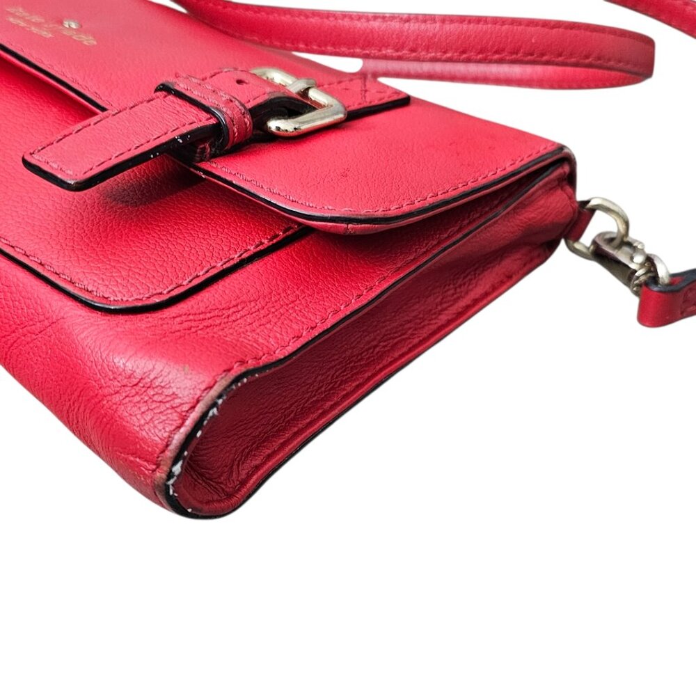 Kate Spade Allen Street Neil Saddle Leather Buckle Flap Red Crossbody Bag COA - Picture 12 of 16